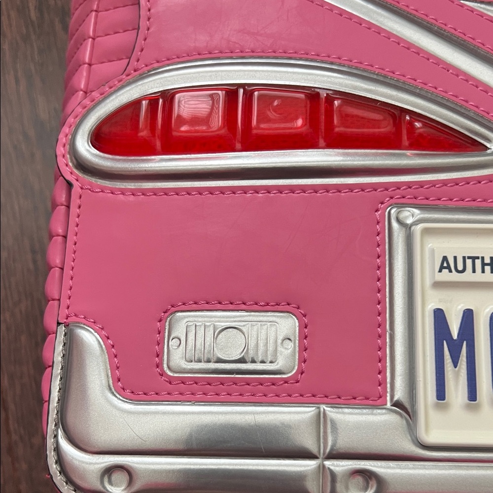 Moschino Pink and Silver License Plate Shoulder Bag - Picture 8 of 14
